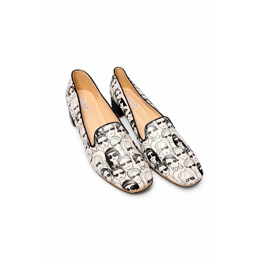 Artsy Graphic Face Print Loafers Square Toe Statement Flats Women's – Neefs 10.5